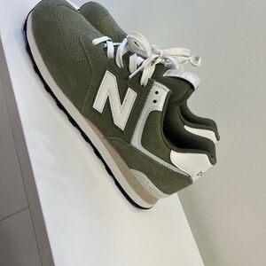 New Balance Sage Green and White Sneakers